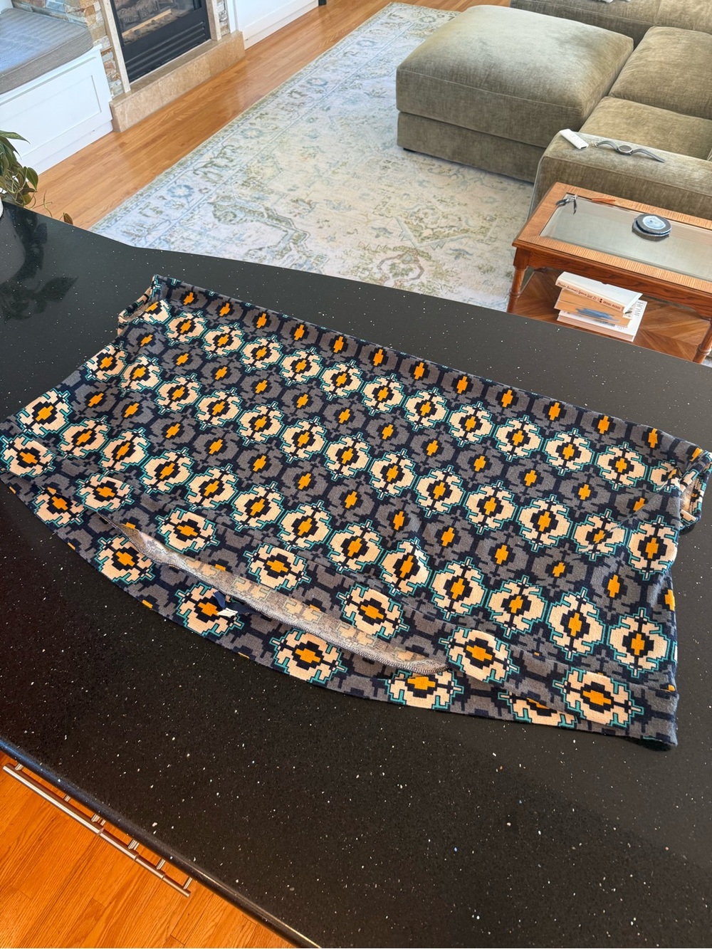 Blue Rain Navy, Yellow & Teal Geometric Cover Up - Picture 2 of 6